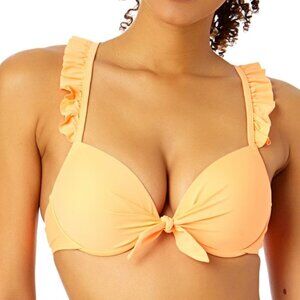 Salt + Cove Women's Ruffle-Strap Push-Up Underwire Bikini Top. Size M